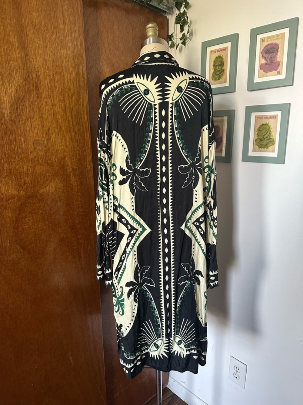 Rare Farm Rio Mystic Scarf Midi Black Shirt Dress with matching pants XL - Picture 6 of 8